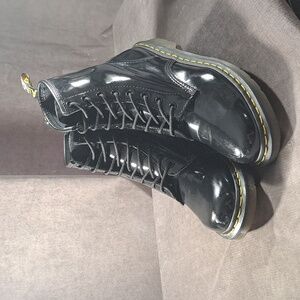 Dr. Martens 1460W Black Patent Leather Lace Up Combat Boots VG- 10